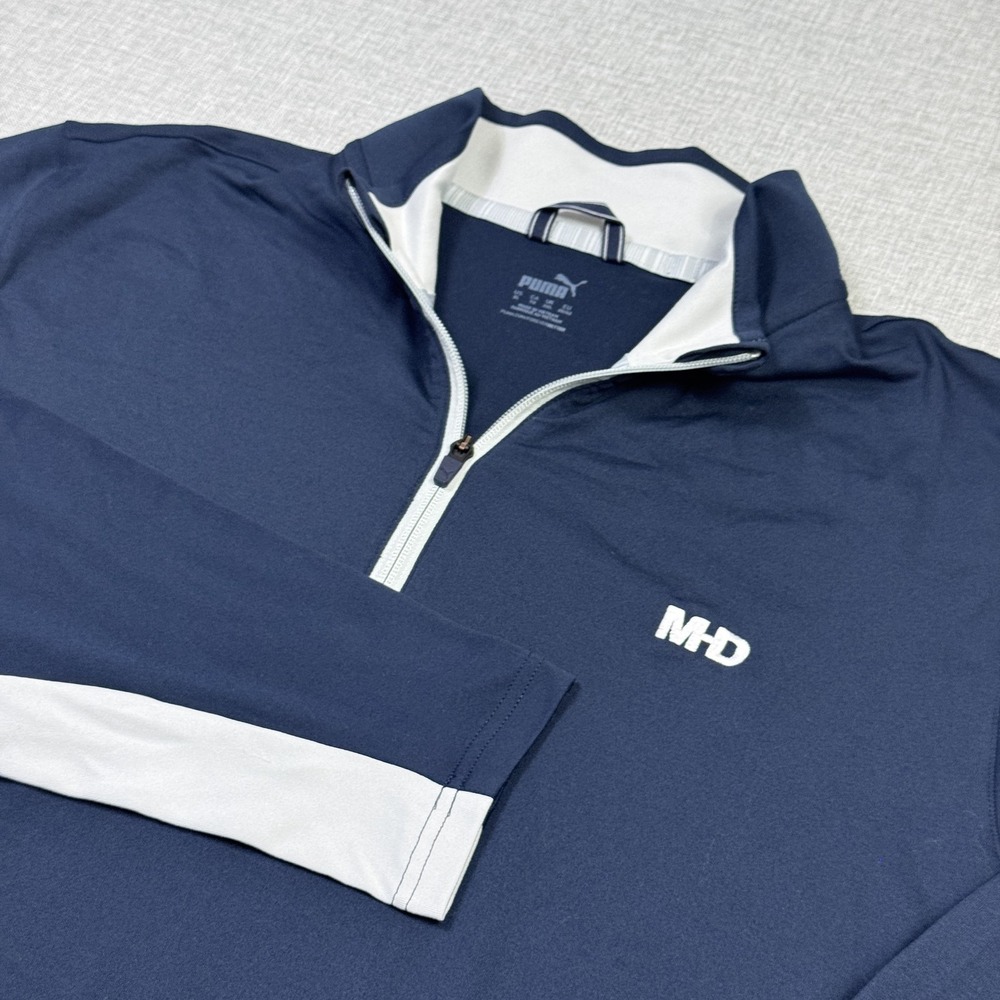 Puma Pullover Mens XL Blue Long Sleeve 1/4 Zip Mock Neck Golf Performance